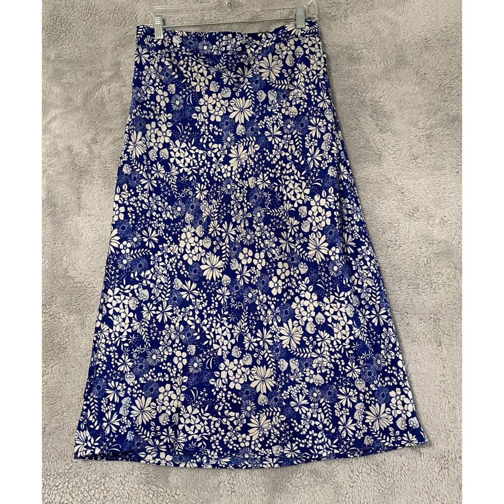 Flint & Moss‎ Maxi Skirt Floral Women’s M Blue & White A-Line